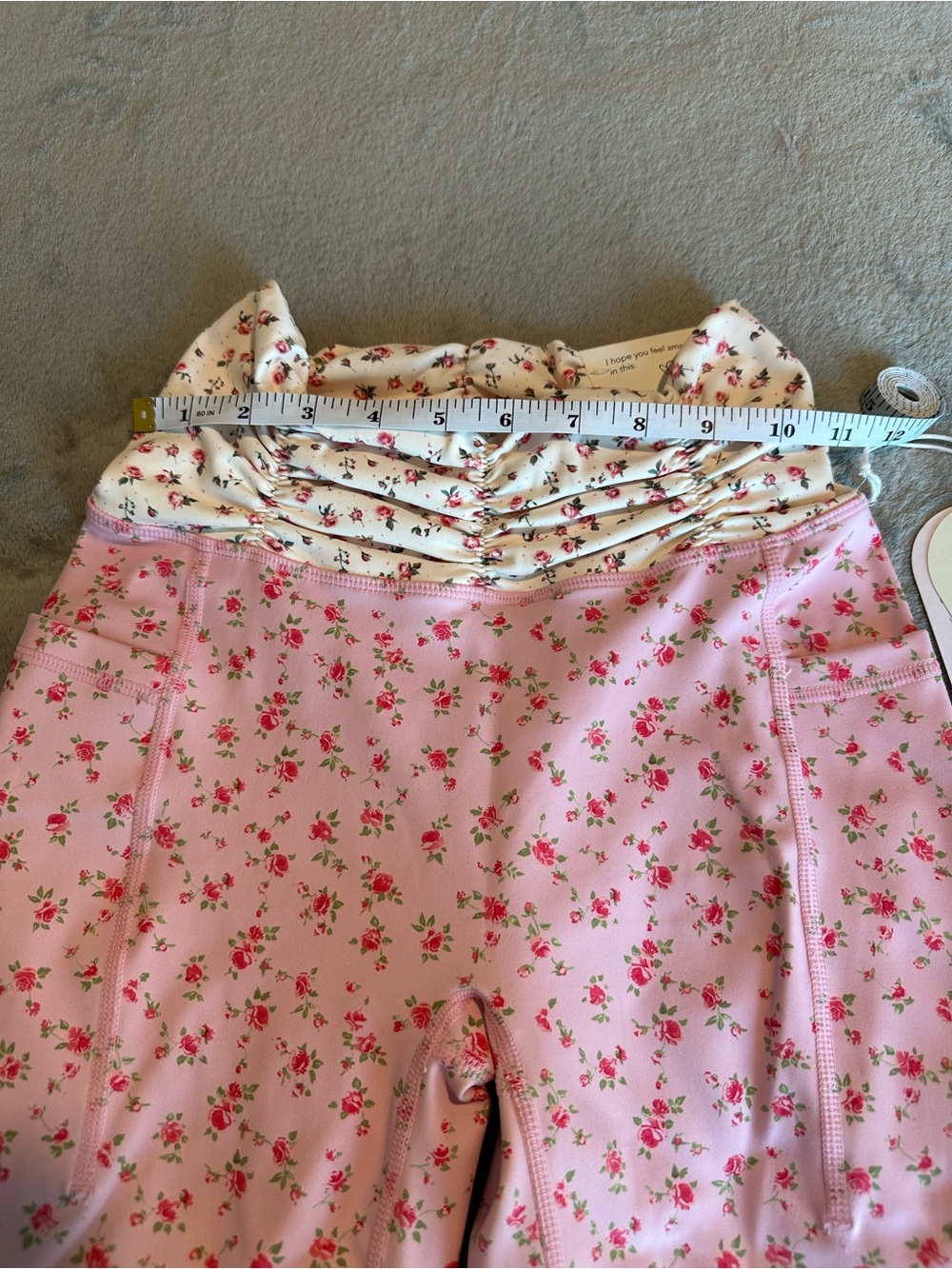 NWT Blogilates Ruched Waist Legging - Pink Floral Print - Picture 9 of 13